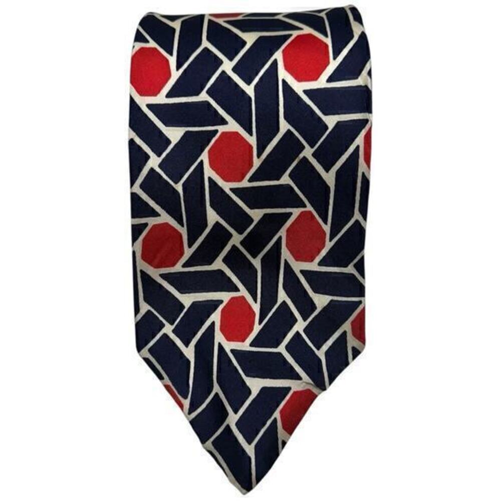 Skara New York Men’s Red White Blue Abstract Silk Neck Tie